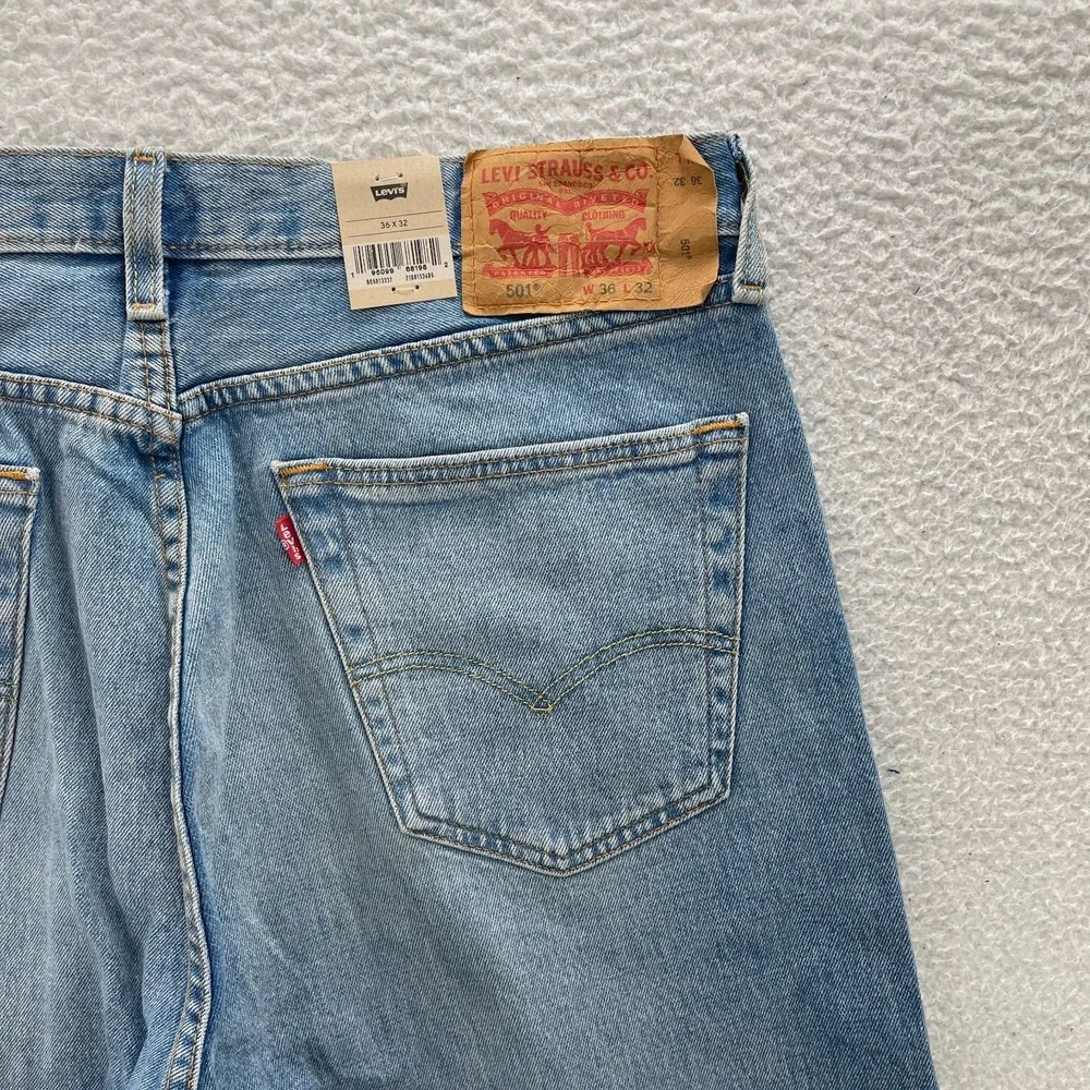 Levis 501 Jeans Mens 36x32 Blue Original Straight Button Fly Denim Grunge Cowboy
